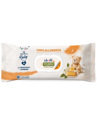 Idrofil 72 Salviettine Baby Imbevute - Misura Xl - Torta All'arancia